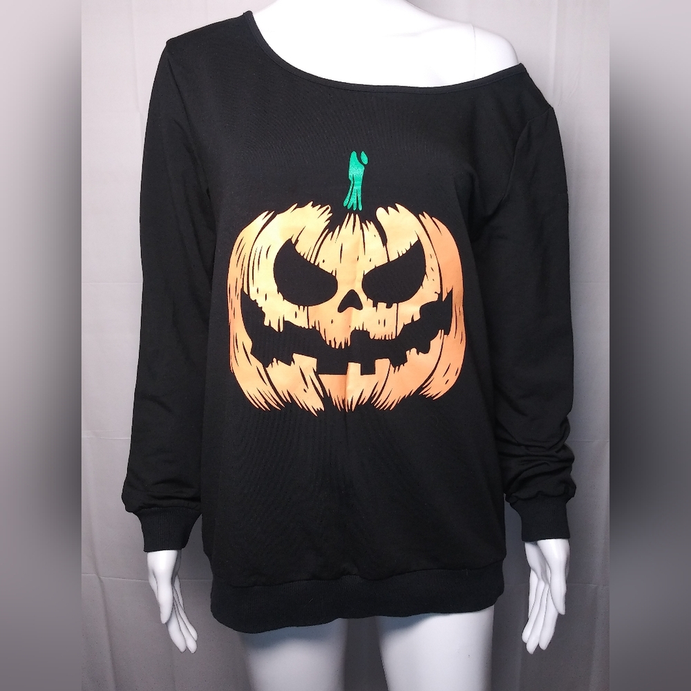 #19-Halloween Off The Shoulder Sweatshirt🎃
